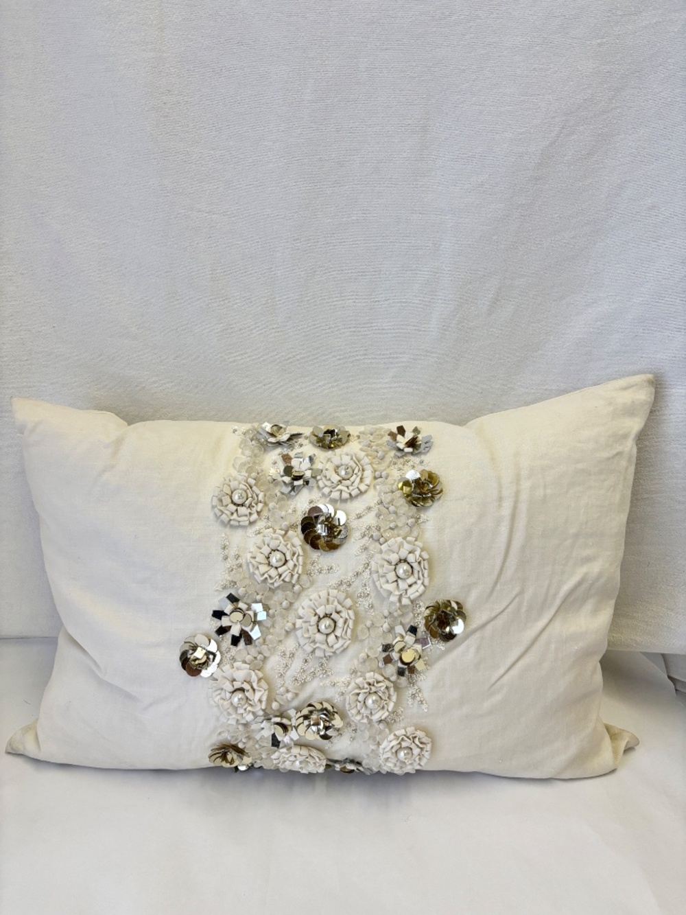 Reve Ivory Embellished Beaded Accent Pillow